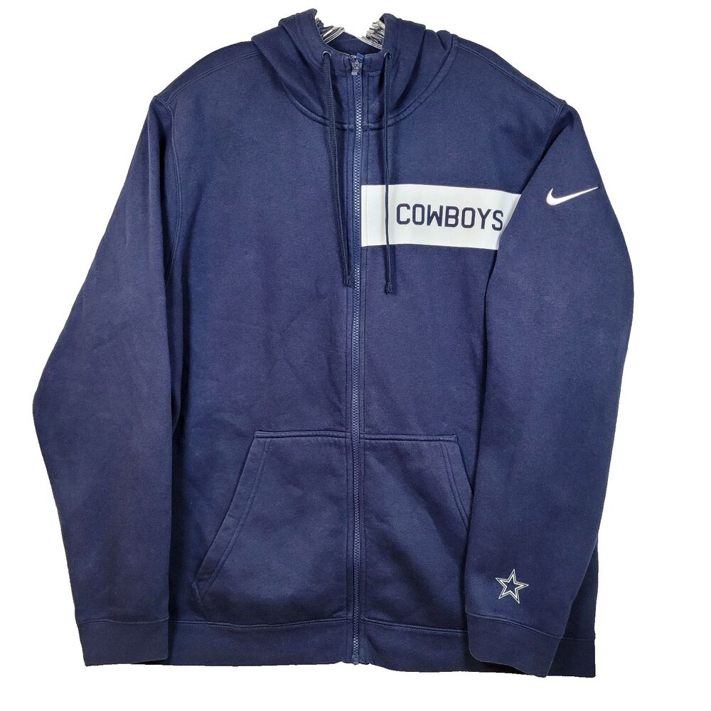 Nike NFL Dallas Cowboys Navy Full Zip Fleece Hoodie Men's size XXL